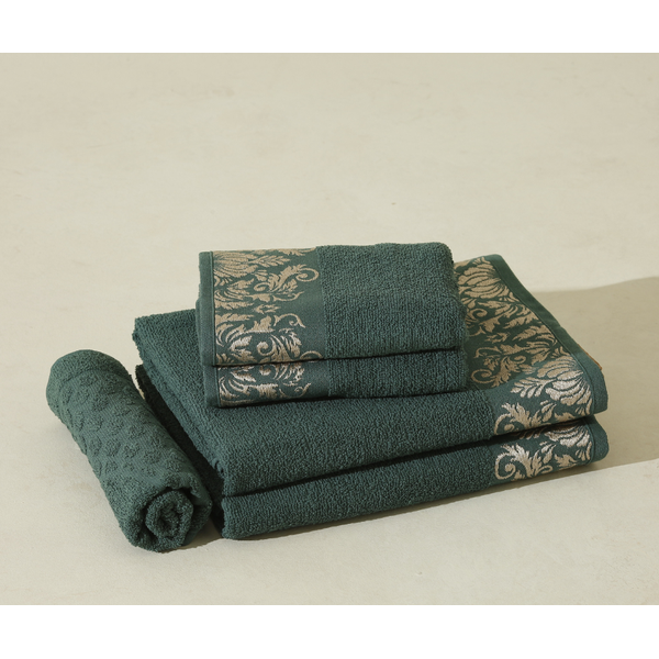 04 jogo de toalhas 5 pecas banho piso e rosto bordado viena lmpeter